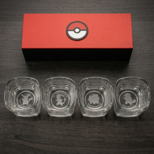 Pokemon starter shot glass set of four in a red box