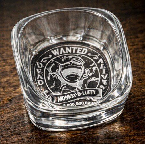 One Piece Wanted engraved shot glass